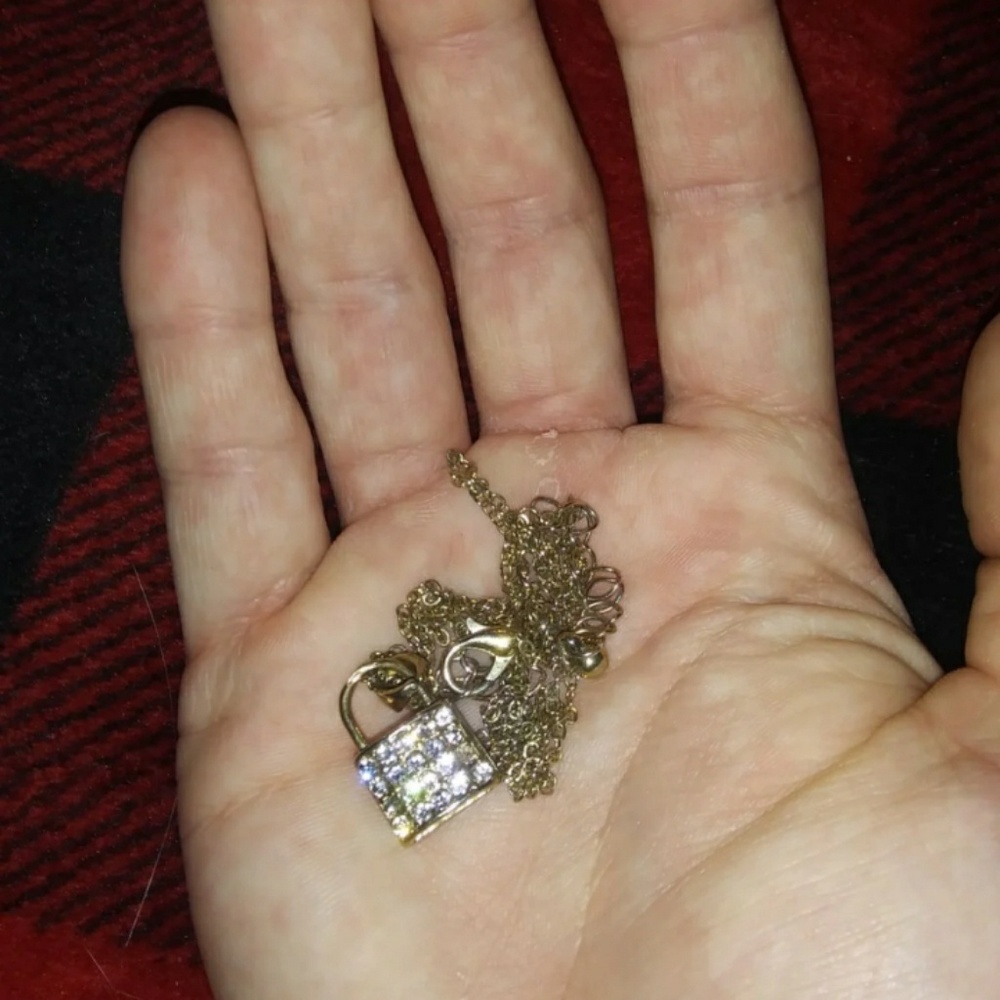 Claire's Gold White Gemmed Locket Neckla